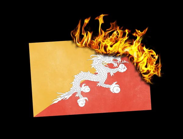 Flag burning - Bhutan — Stock Photo, Image