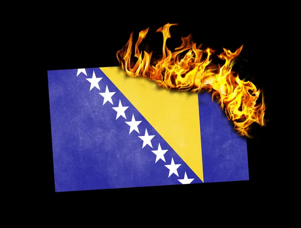 Flag burning - Bosnia and Herzegovina — Stock Photo, Image