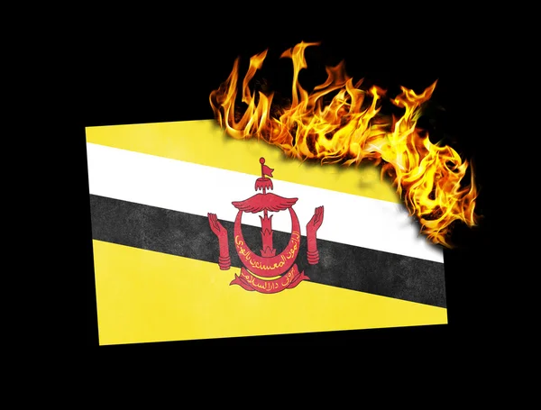 Flagga burning - Brunei — Stockfoto