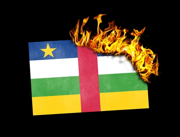 Flag burning - Central African Republic — Stock Photo, Image