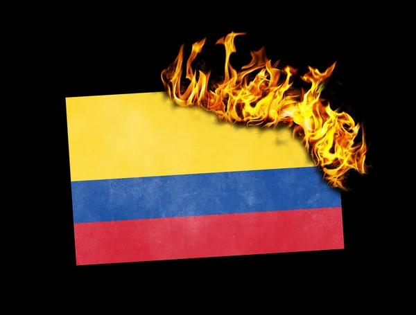 Flag burning - Colombia — Stock Photo, Image