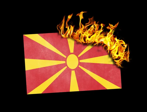 Brucia bandiera - Macedonia — Foto Stock