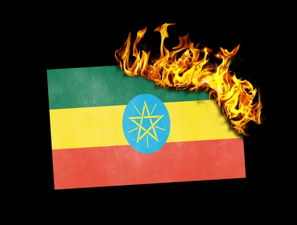 Flag burning - Ethiopia — Stock Photo, Image