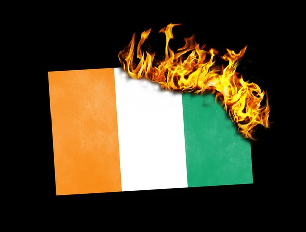 Flag burning - Ivory Coast — Stock Photo, Image