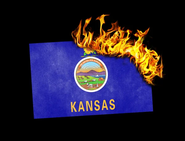 Flagga burning - Kansas — Stockfoto