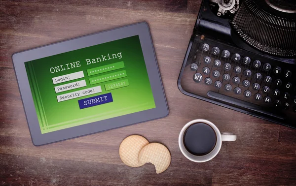 Online banking on a tablet — Stock Photo, Image