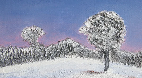 Olieverfschilderij van een winterlandschap — Stockfoto