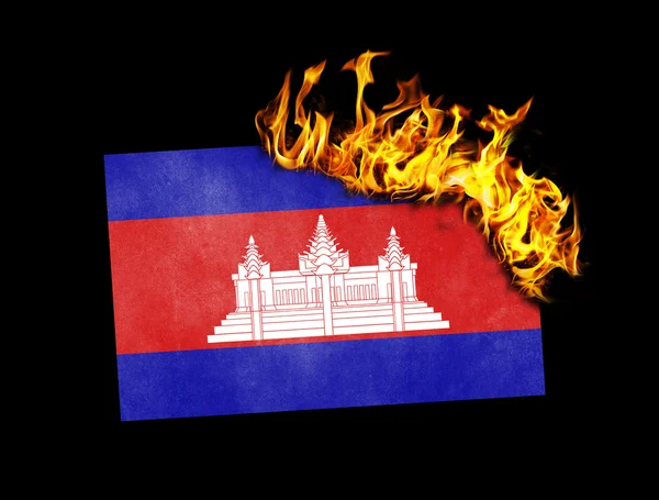 Flagga burning - Kambodja — Stockfoto