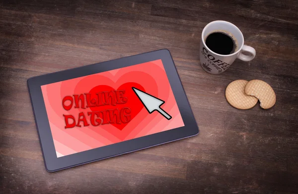 Online dating on a tablet — Stock Photo, Image