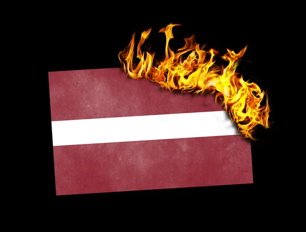 Flag burning - Latvia — Stock Photo, Image