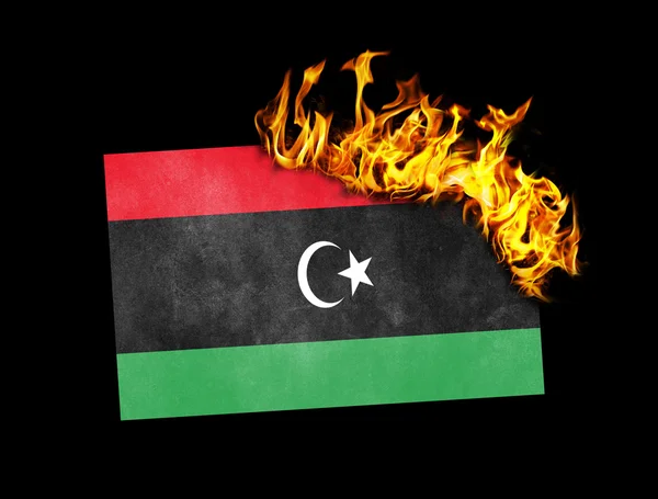 Flag burning - Libya — Stock Photo, Image