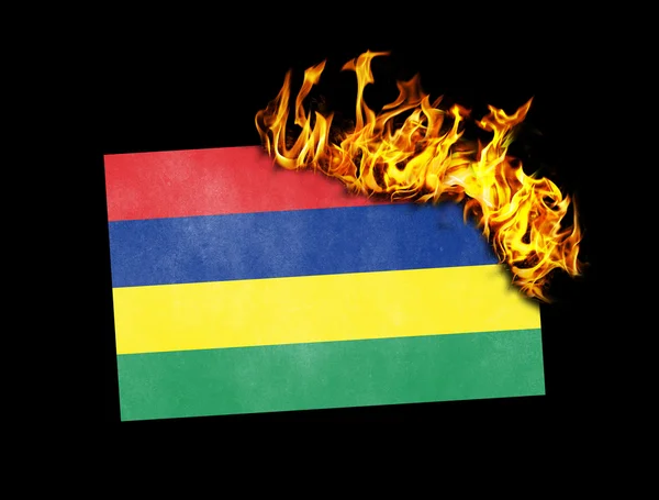 Flag burning - Mauritius — Stock Photo, Image