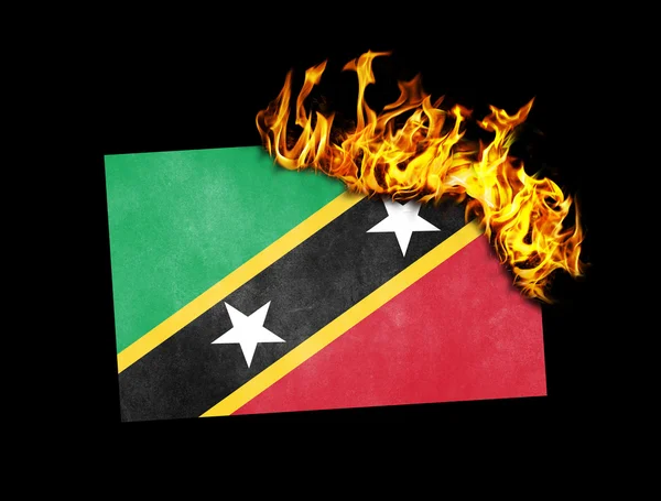 Bandeira em chamas - São Cristóvão e Nevis — Fotografia de Stock