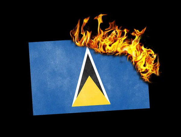 Flaga spalanie - Saint Lucia — Zdjęcie stockowe