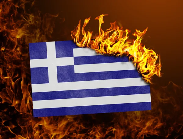 フラグ - 燃焼-ギリシャ — ストック写真