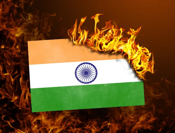 船旗燃烧-印度 — 图库照片