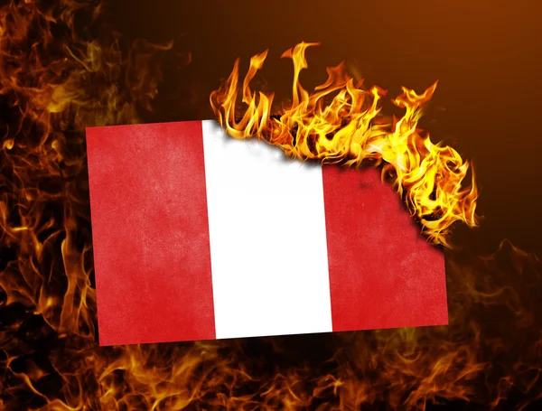 Flag burning - Peru — Stock Photo, Image