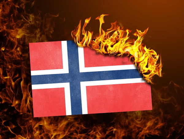 Flagga burning - Norge — Stockfoto