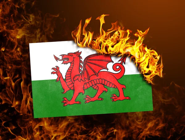 Flaggenverbrennung - wales — Stockfoto