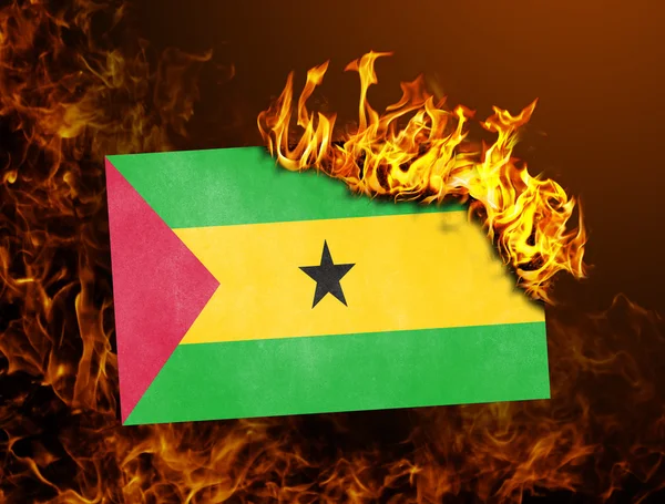 Flag burning - Sao Tome and Principe — Stock Photo, Image