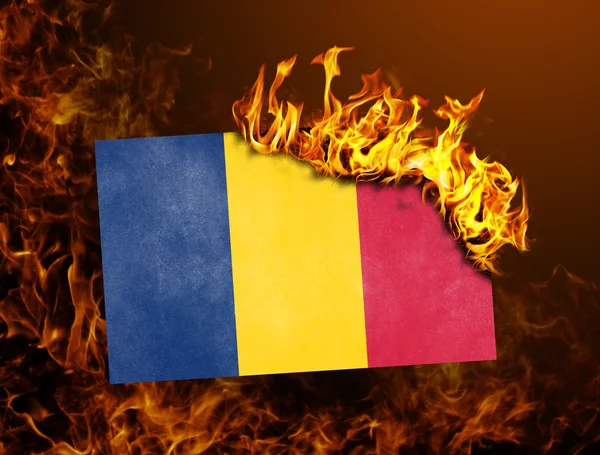 Vlag branden - Roemenië — Stockfoto