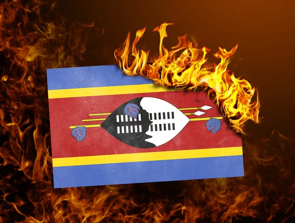 Flag burning - Swaziland — Stock Photo, Image