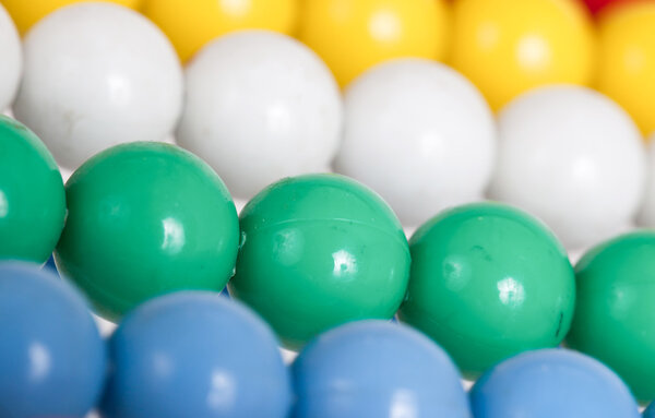 Close up of an old colorful abacus, selective focus