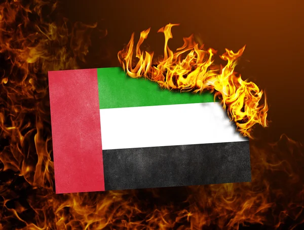 Flag burning - United Arab Emirates — Stock Photo, Image