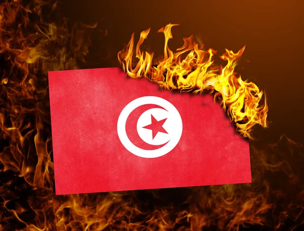 Bandeira em chamas - Tunísia — Fotografia de Stock