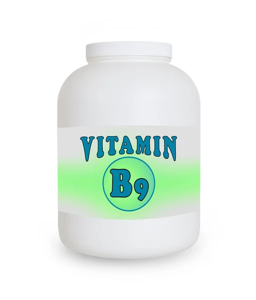 Vitamin B9 container — Stock Photo, Image