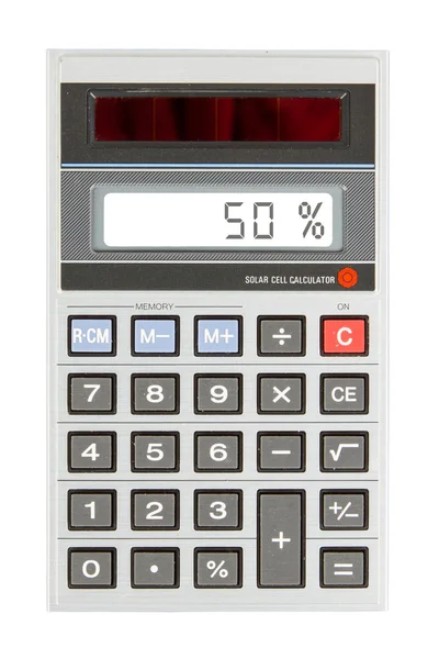 Old calculator showing a percentage - 50 percent — Stock Photo, Image