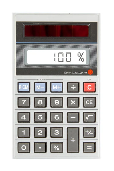Stary kalkulator Wyświetlono procent - 100 procent — Zdjęcie stockowe