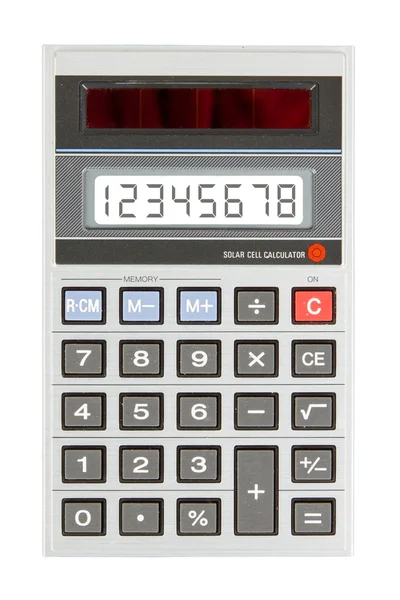 Старый калькулятор, показывающий диапазон чисел — стоковое фото
