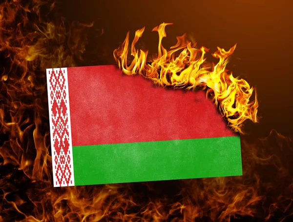 Flag burning - Belarus — Stock Photo, Image