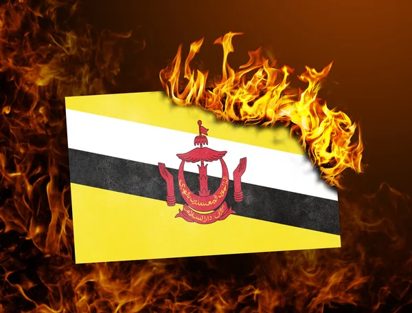 Flagga burning - Brunei — Stockfoto