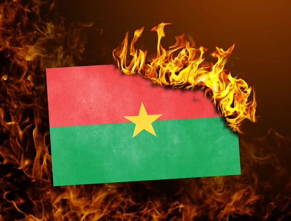 Flag burning - Burkina Faso — Stock Photo, Image