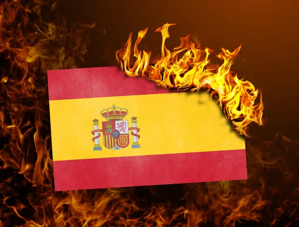 Brûlage du drapeau - Espagne — Photo
