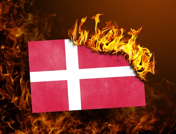 Flag burning - Denmark — Stock Photo, Image