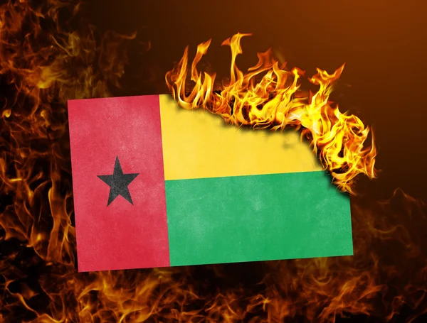 Flag burning - Guinea Bissau — Stock Photo, Image