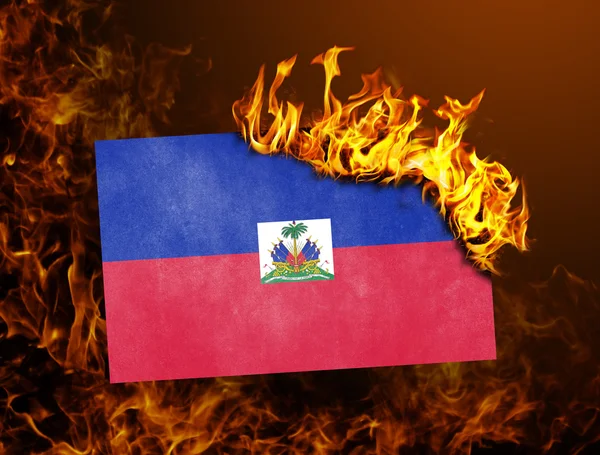 Vlag branden - Haïti — Stockfoto