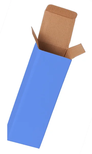 Caja de cartón azul sobre fondo blanco —  Fotos de Stock