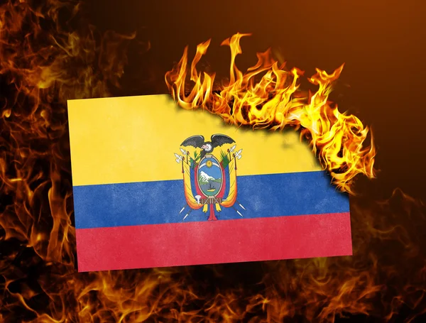 Flag burning - Ecuador — Stock Photo, Image