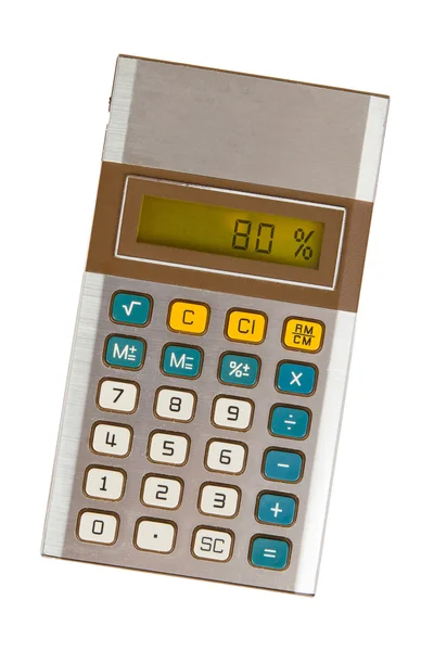 Stary kalkulator Wyświetlono procent - 80 procent — Zdjęcie stockowe