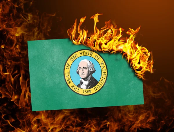 Flaga spalanie - Waszyngton — Zdjęcie stockowe