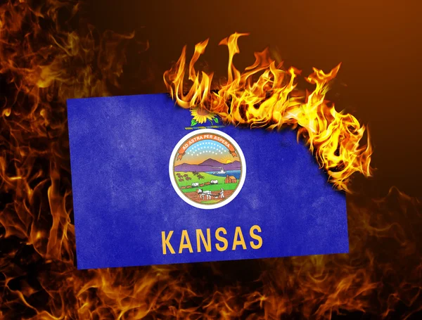 Flaga, spalanie - Kansas — Zdjęcie stockowe