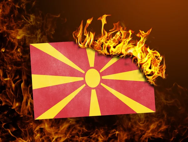 Flag burning - Macedonia — Stock Photo, Image