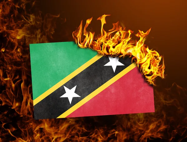 Flag burning - Saint Kitts and Nevis — Stock Photo, Image