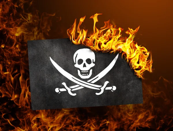 Flag burning - Pirate — Stock Photo, Image