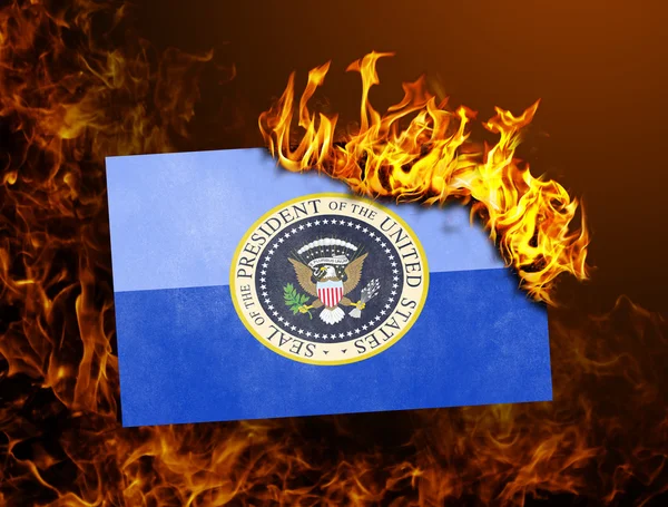 Flag burning - Presidential seal — Stock Photo, Image