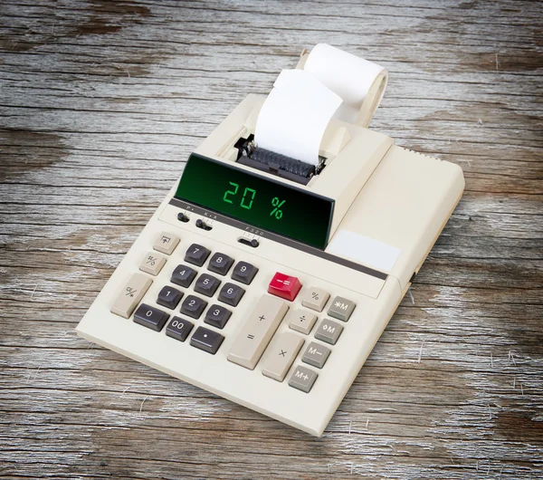 Old calculator showing a percentage - 20 percent — Stock Photo, Image